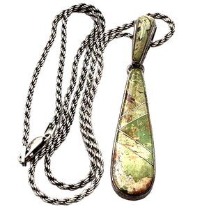 Native American WhiteRock Men Womens Necklace Sterling Silver Turquoise Pendant